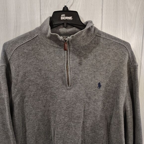 Polo By Ralph Lauren Mens 1/4 Zip Mock Neck Sweater Pullover Size XL Gray - Picture 2 of 8